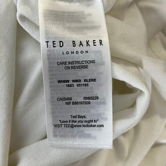 Ted Baker Anissa Aplique Flower Short Sleeve Detail Top Blouse Off White 3 US 8 - Picture 6 of 8